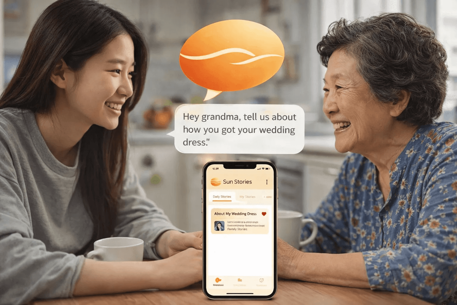 A granddaughter sending a story nudge to her grandmother